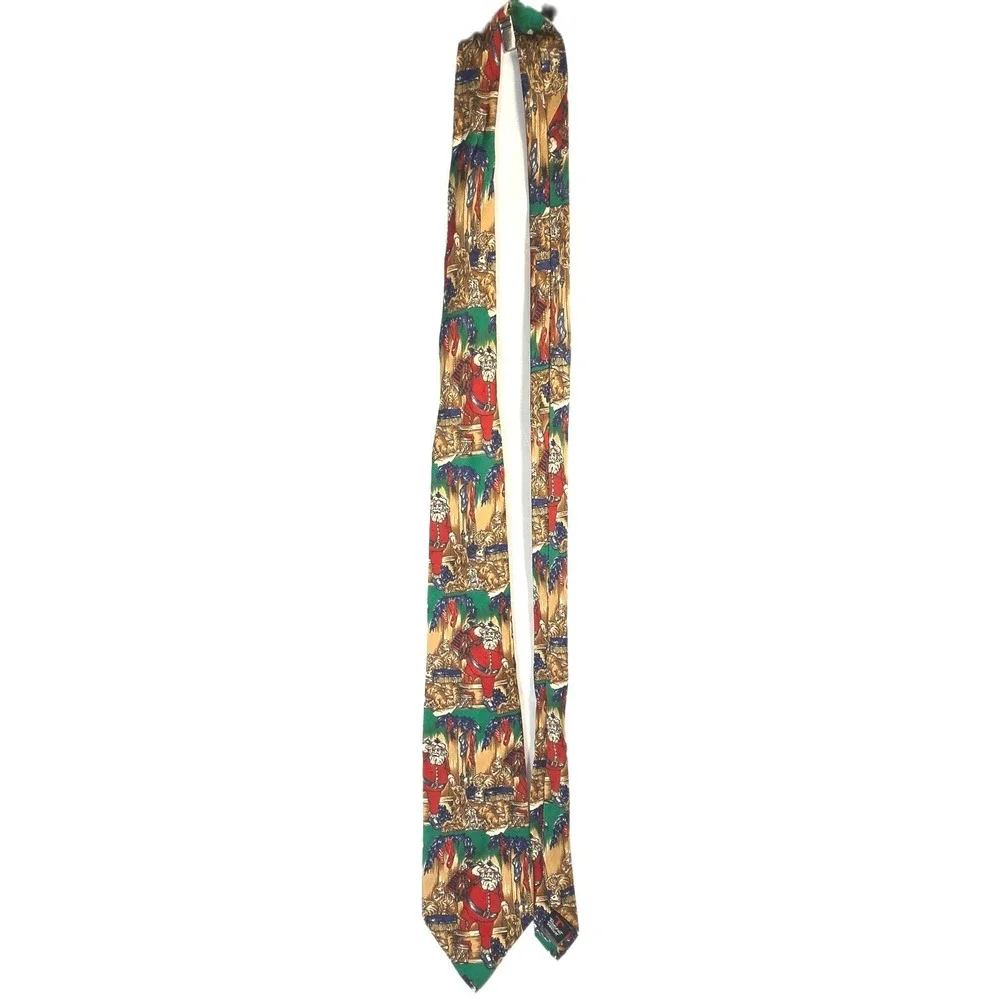 90s VTG Robert Talbott Christmas‎ Tie Santa Cats Dogs 100% Silk Hand Printed